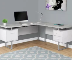 Monarch Metal 3-Drawer L-Shaped Computer Desk -Biglots Sales 810542417 1