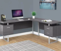 Monarch Metal 3-Drawer L-Shaped Computer Desk -Biglots Sales 810542428 1