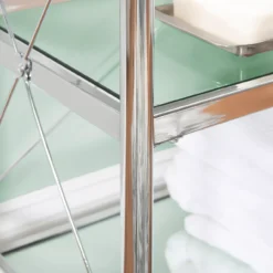 Hawkins Chrome & Glass 3-Shelf Console Table -Biglots Sales 810543095 3