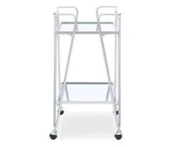 Hampton Silver 2-Shelf Rolling Steel Bar Cart 6 Hampton Silver 2-Shelf Rolling Steel Bar Cart -Biglots Sales 810543098 4