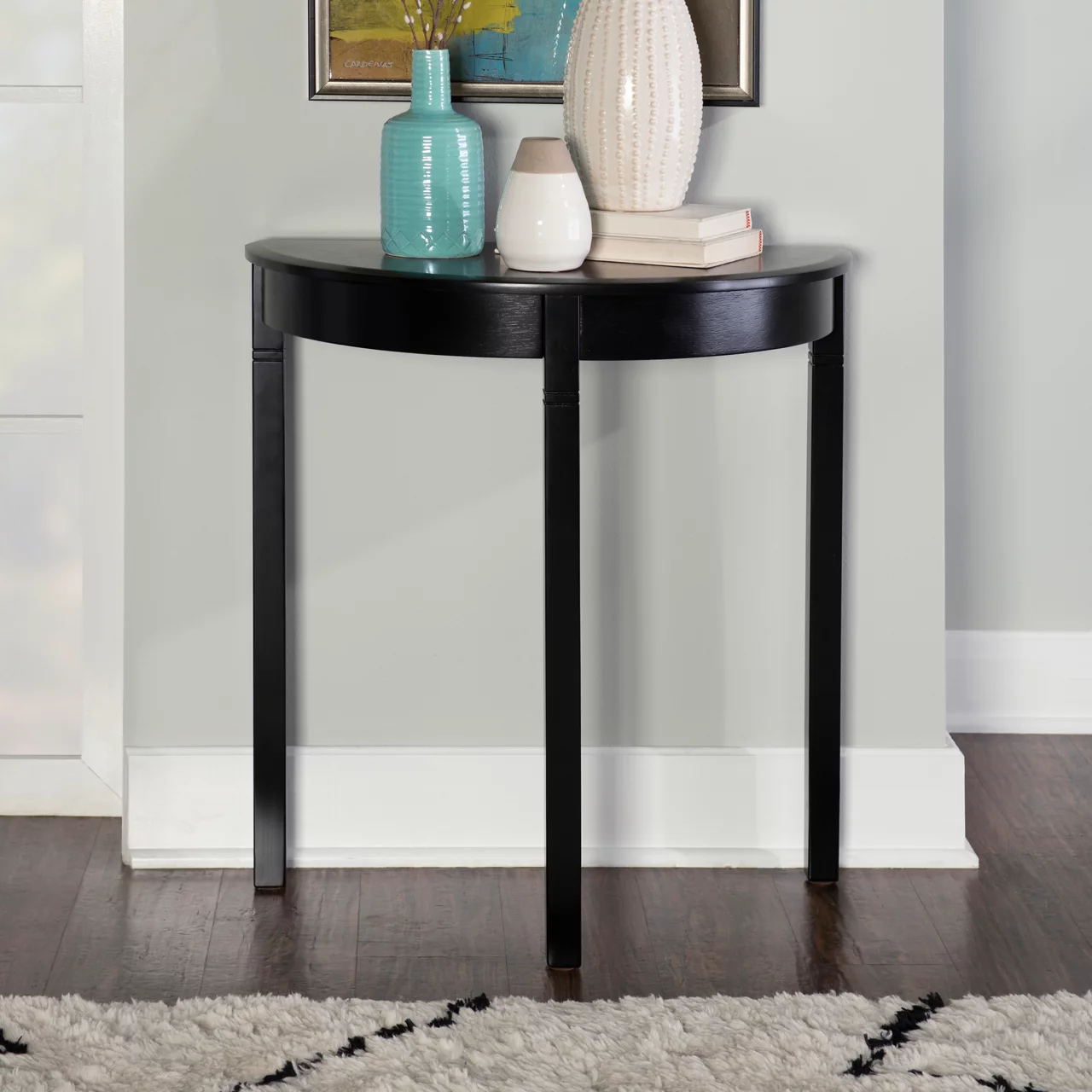Shirley Black Cherry Transitional Wood Demi Lune Console Table 2 Shirley Black Cherry Transitional Wood Demi Lune Console Table - Image 2