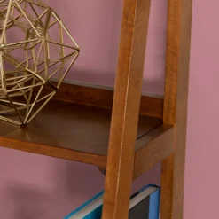 Presley Walnut 5-Shelf Ladder Bookcase -Biglots Sales 810543154 5