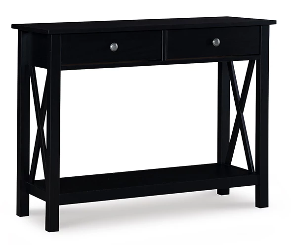 Richland Black 2-Drawer Wood X Leg Wood Console Table 1 Richland Black 2-Drawer Wood X Leg Wood Console Table
