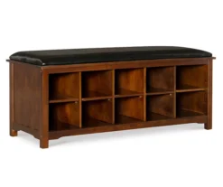 Grant Dark Walnut 10-Cube Cushioned Wood Bench