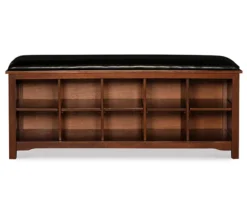 Grant Dark Walnut 10-Cube Cushioned Wood Bench -Biglots Sales 810543196 3