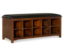 Grant Dark Walnut 10-Cube Cushioned Wood Bench -Biglots Sales 810543196 4