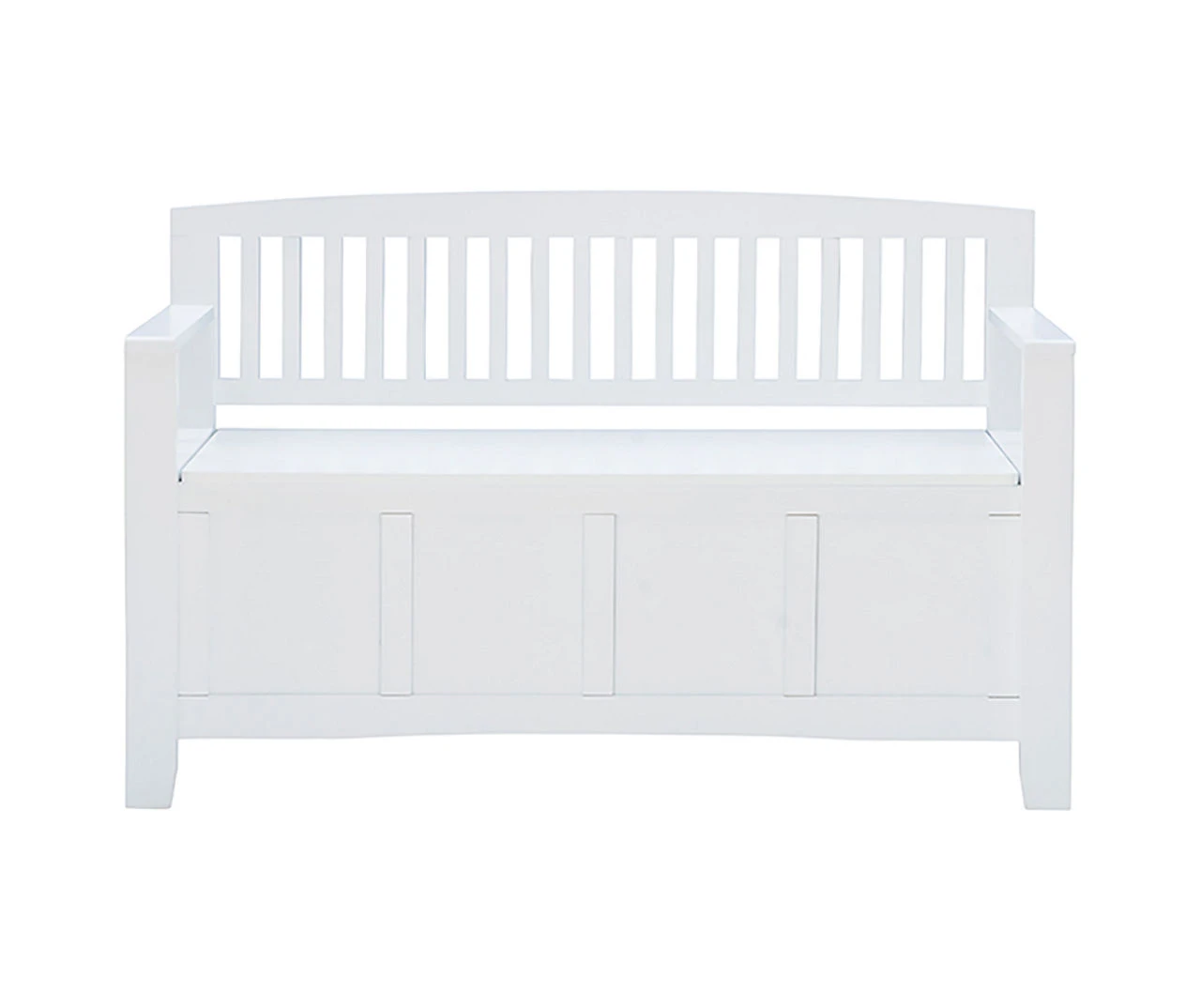 Jeanette White Slat Back Storage Bench 3 Jeanette White Slat Back Storage Bench - Image 3