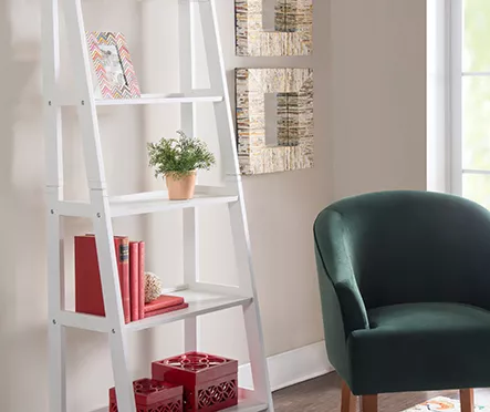 Boston White Wood 5-Shelf Ladder Bookcase 2 Boston White Wood 5-Shelf Ladder Bookcase - Image 2