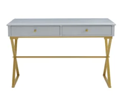 Glam Gray & Gold 2-Drawer Campaign Desk -Biglots Sales 810543219 A0 2