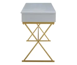 Glam Gray & Gold 2-Drawer Campaign Desk -Biglots Sales 810543219 A1 3