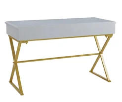 Glam Gray & Gold 2-Drawer Campaign Desk -Biglots Sales 810543219 A1 4