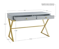 Glam Gray & Gold 2-Drawer Campaign Desk -Biglots Sales 810543219 D8 11