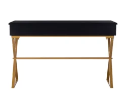 Glam Black & Gold 2-Drawer Campaign Desk -Biglots Sales 810543220 4