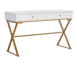 Glam White & Gold 2-Drawer Campaign Desk -Biglots Sales 810543228 A0 1
