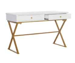 Glam White & Gold 2-Drawer Campaign Desk -Biglots Sales 810543228 A0 6