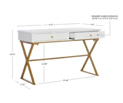Glam White & Gold 2-Drawer Campaign Desk -Biglots Sales 810543228 D8 12