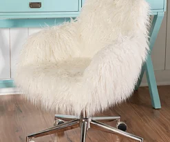 Coralie Faux Fur Cushioned Swivel Office Chair -Biglots Sales 810543229 2