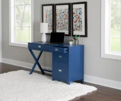 Kari Royal Blue 4-Drawer Office Desk 13 Kari Royal Blue 4-Drawer Office Desk -Biglots Sales 810543245 A0 7