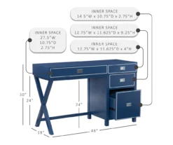 Kari Royal Blue 4-Drawer Office Desk 21 Kari Royal Blue 4-Drawer Office Desk -Biglots Sales 810543245 D8 12