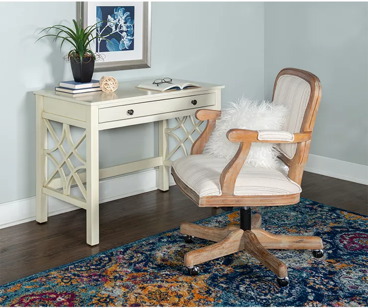 Brynn Antique White Geometric Writing Desk 2 Brynn Antique White Geometric Writing Desk - Image 2