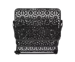 Mabry Black 3-Tier Pierced Floral Rolling Cart 8 Mabry Black 3-Tier Pierced Floral Rolling Cart -Biglots Sales 810543382 5