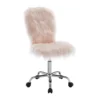 Comfort Home Blush Pink Faux Fur Swivel Chair