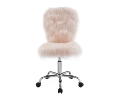 Comfort Home Blush Pink Faux Fur Swivel Chair -Biglots Sales 810543388 3