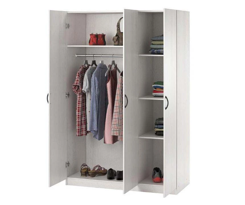 Ivory Oak 3-Door Storage Wardrobe 1 Ivory Oak 3-Door Storage Wardrobe