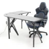 Black L-Shaped LED Gaming Desk With USB Charging