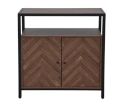 Walnut Chevron 2-Door Storage Cabinet