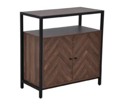 Walnut Chevron 2-Door Storage Cabinet -Biglots Sales 810584249 A1