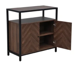 Walnut Chevron 2-Door Storage Cabinet -Biglots Sales 810584249 A7 3