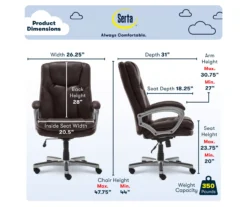 Benton Brown Big & Tall Faux Leather Executive Office Chair -Biglots Sales 810590314 7