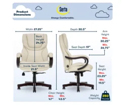 Conway Ivory Big & Tall Bonded Leather Office Chair -Biglots Sales 810590382 6