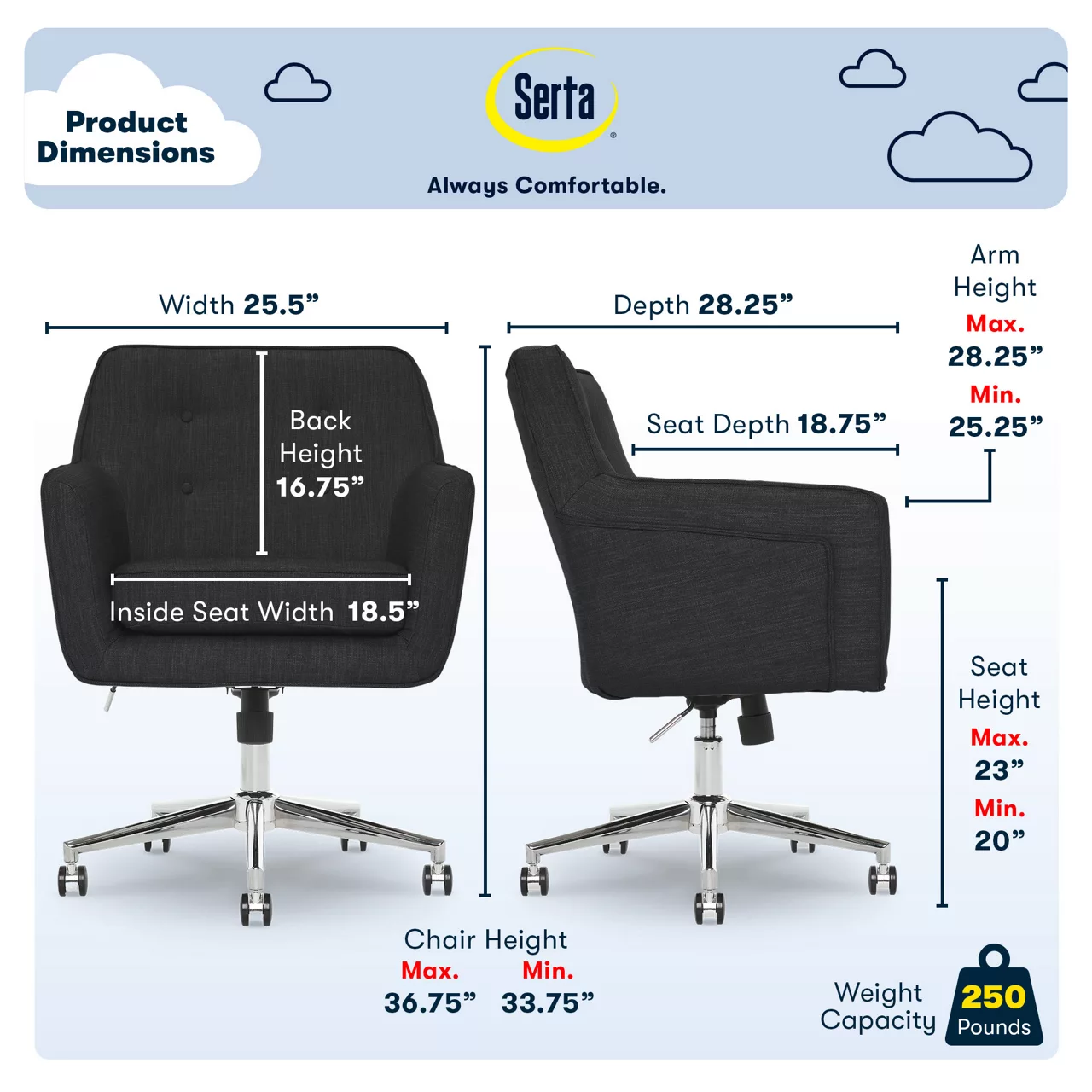 Serta Ashland Fabric Office Chair 10 Serta Ashland Fabric Office Chair - Image 10