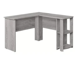 Industrial Gray L-Shaped Corner Desk With Open Storage