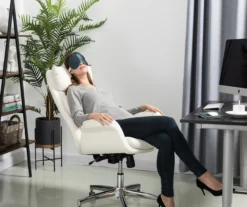 Cream Mid-Century Modern Faux Leather Executive Office Chair -Biglots Sales 810598938 A0 3