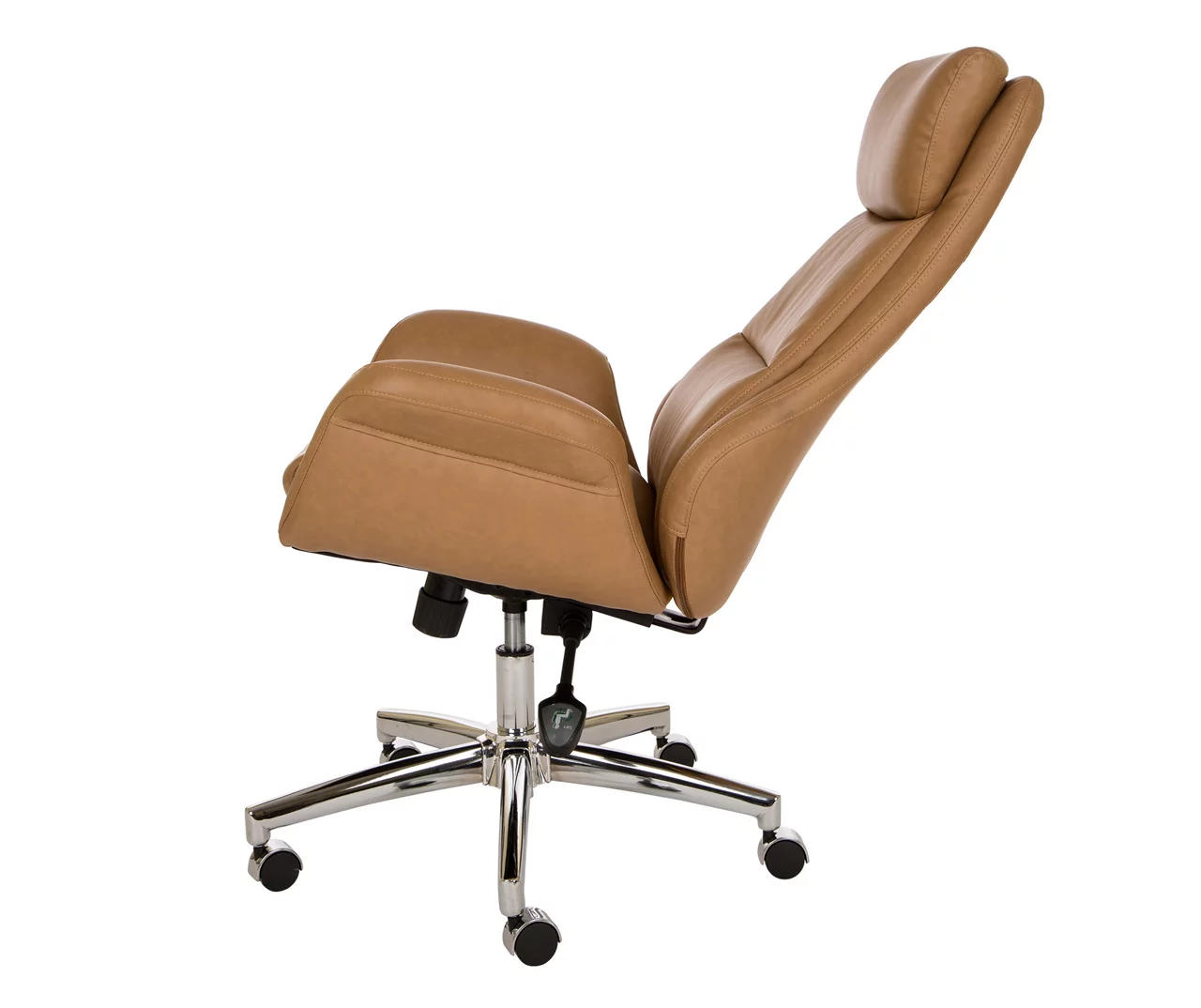Light Brown Mid-Century Modern Faux Leather Executive Office Chair 6 Light Brown Mid-Century Modern Faux Leather Executive Office Chair - Image 6