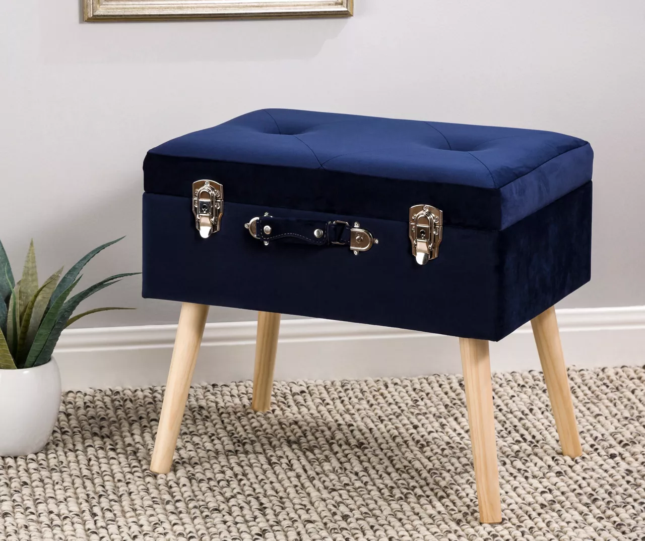 Glitzhome Velvet Suitcase Storage Stool 9 Glitzhome Velvet Suitcase Storage Stool - Image 9