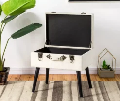 Seashell White Velvet Suitcase Storage Stool -Biglots Sales 810598945 A0 3