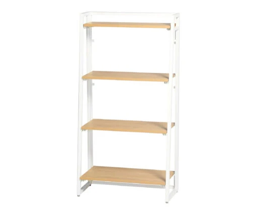 Blonde Wood Look & White 4-Tier Folding Bookcase -Biglots Sales 810606565 A0 1