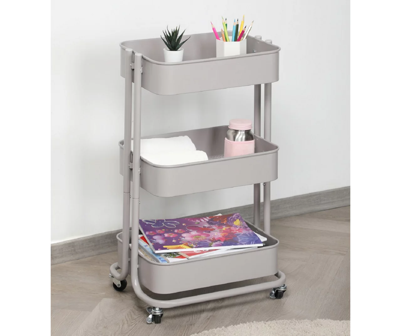 Opal Gray 3-Tier Rolling Cart 2 Opal Gray 3-Tier Rolling Cart - Image 2