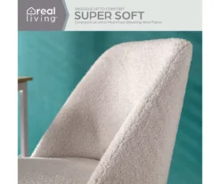 Cream Faux Wool Boucle Rolling Swivel Office Chair -Biglots Sales 810606674 A0 3