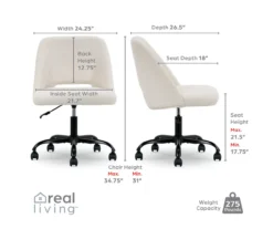 Cream Faux Wool Boucle Rolling Swivel Office Chair -Biglots Sales 810606674 A0 9