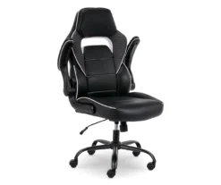 White & Black Faux Leather Gaming Chair -Biglots Sales 810618952 A0 9